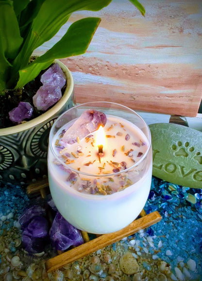 Amethyst Crystal Grounding Candle
