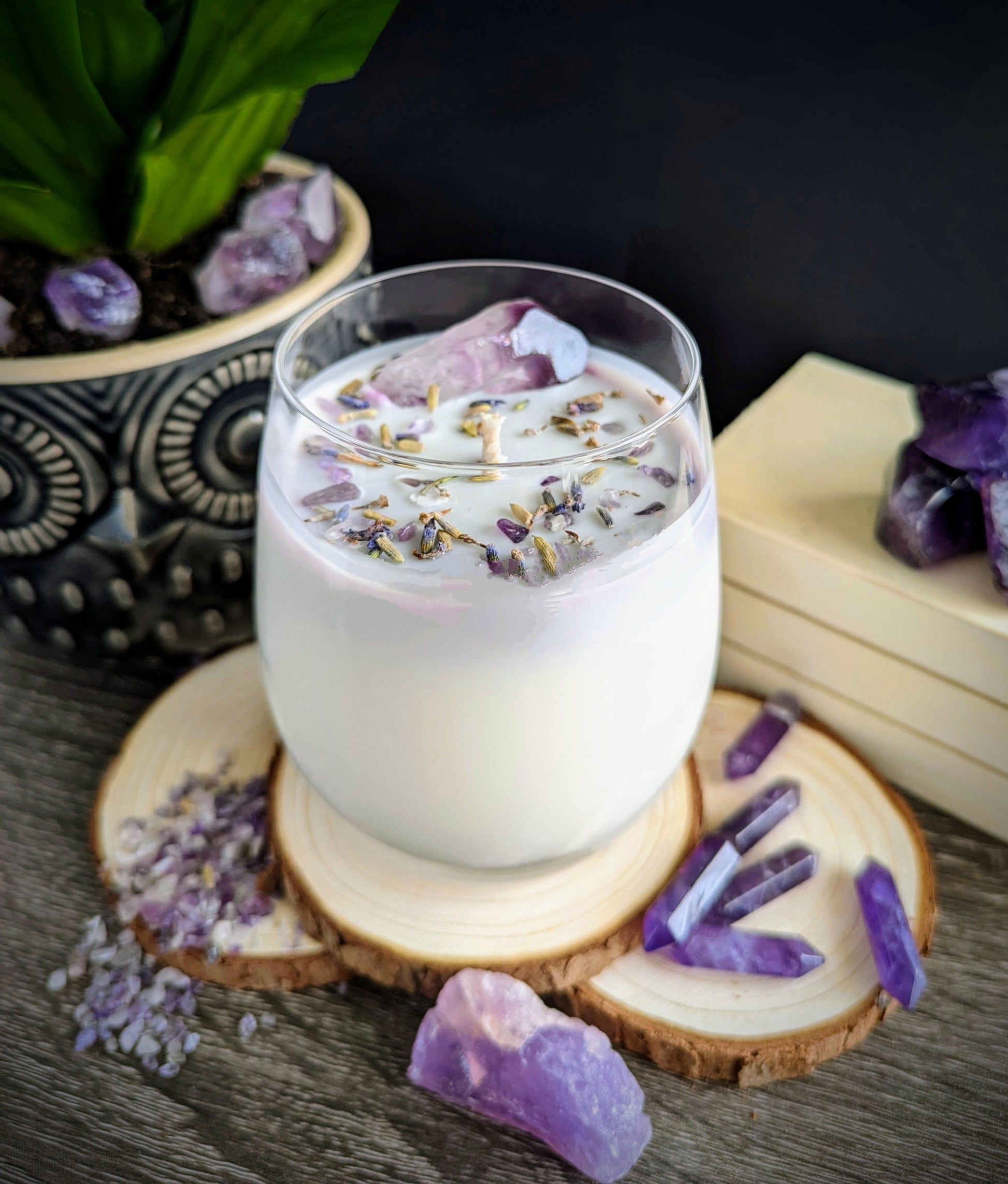 Amethyst Crystal Grounding Candle - Premium  from IzzyBizCandleCo - Just $24.99! Shop now at IzzyBizCandleCo